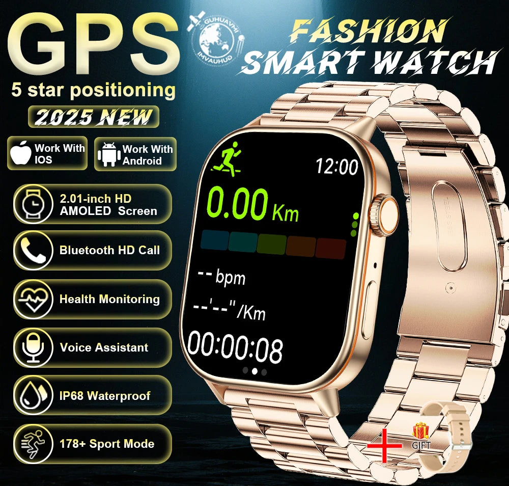 2026New Dual-band GNSS GPS Sports Smart Watches IP68K Swim Compass Heart rate tracker Military Bluetooth Call Bracelet Men Women