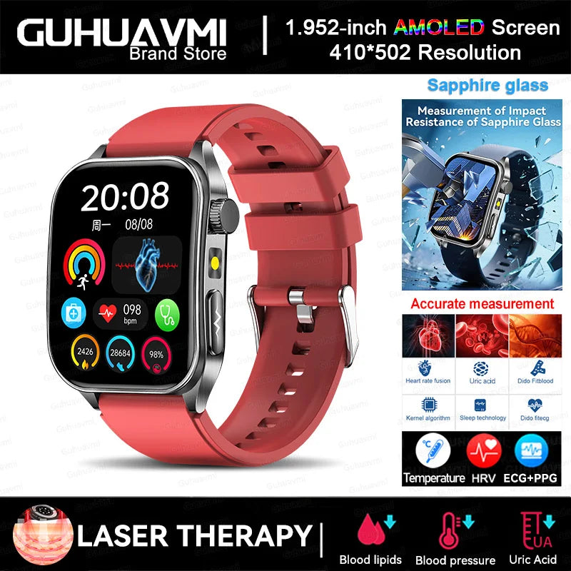 2026 New Non-Invasive Laser Treatment Three High Smart Watch  ECG+PPG Blood Fat Uric Acid Health Diagnosis Smart Watches For Man