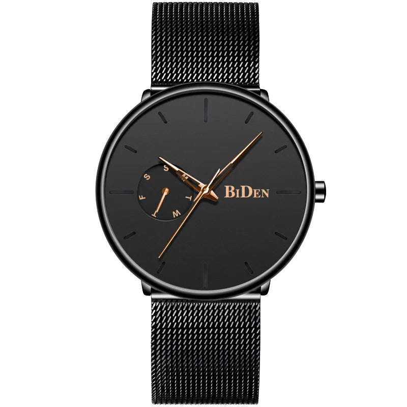 New Men Watch Fashion Mens Stainless Steel Mesh Waterproof Sport Quartz Wristwatch Luxury Blue Male Watches for Men Female Reloj