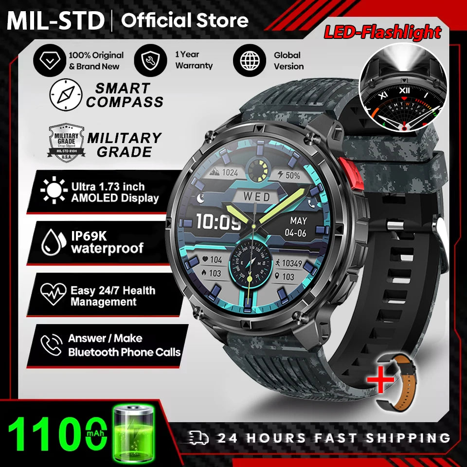 2026 New T-Rex3 Pro GPS Tracker 1100mAh Smartwatch Men 120-Day Standby Clock Rugged Outdoor Sport 10ATM Waterproof Call Watches