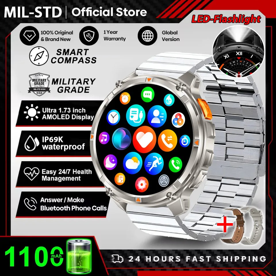2026 New T-Rex3 Pro GPS Tracker 1100mAh Smartwatch Men 120-Day Standby Clock Rugged Outdoor Sport 10ATM Waterproof Call Watches