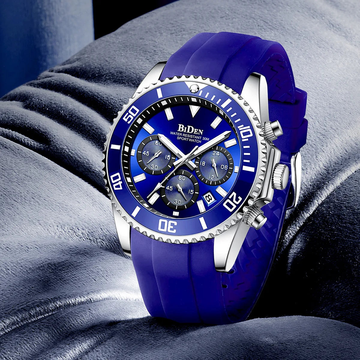 BIDEN Classic Green Watch For Man Fashion Casual Rubber Strap Wrist Watch Men With Calendar Reloj Hombre 2025 Hot Sale