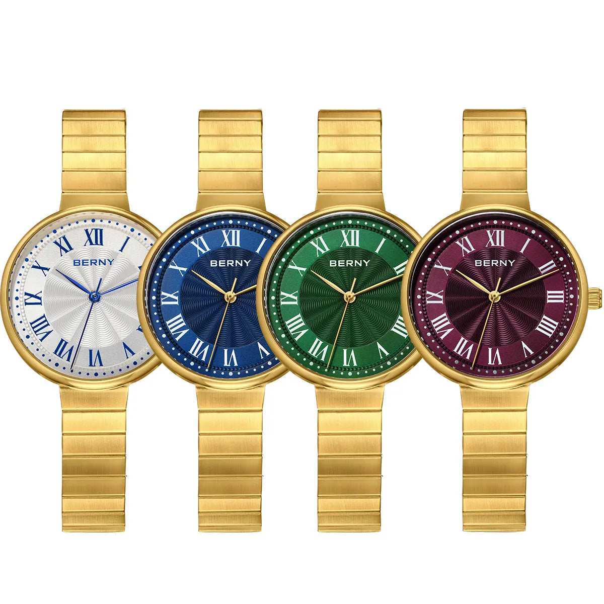 BERNY Women's Gold Watch Fashion Quartz Wristwatch Waterproof Top Brand Exquisite Stainless Steel Top New Watches for Ladies