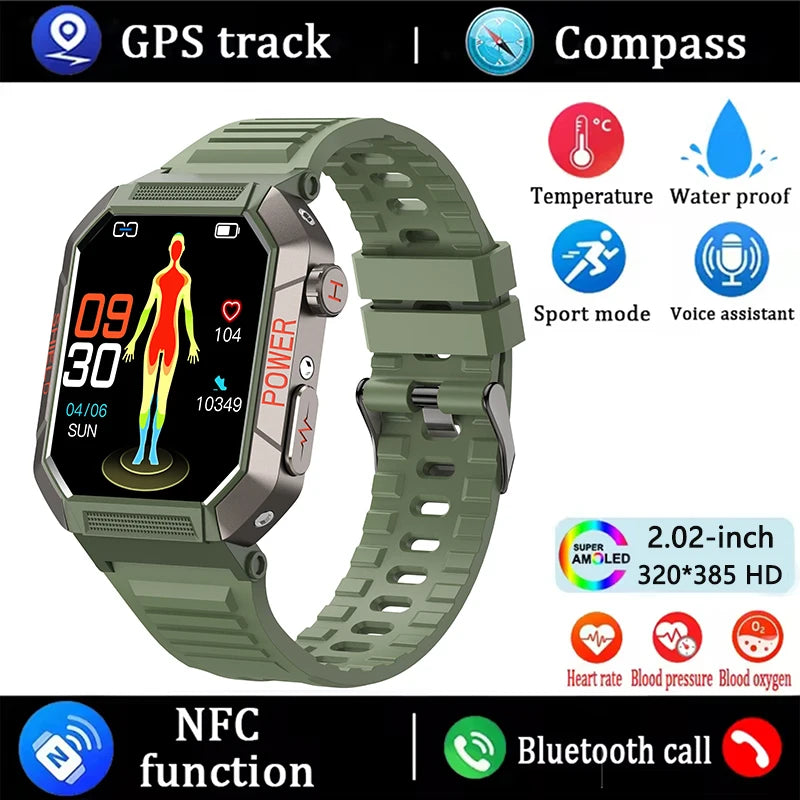 2026 New 2.02" Smart Watch Professional ECG & PPG Health Monitor Bluetooth Call GPS Track Recorder IP68 Waterproof for Men Women