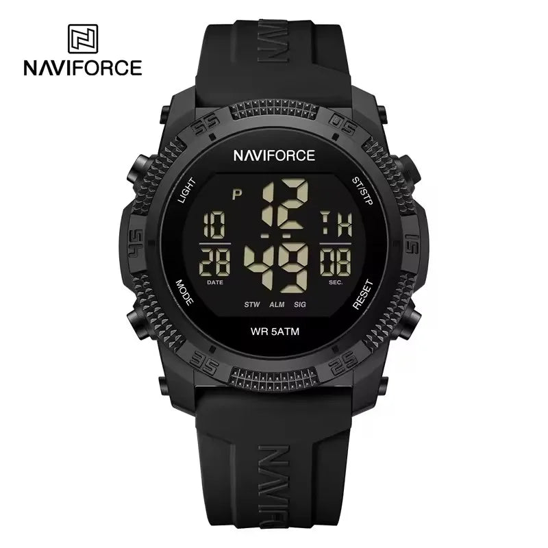 NAVIFORCE 7104 Fashion Men Electronic Watch Sports Calendar Luminous Waterproof Silicone Strap Brand Digital Watches for Man