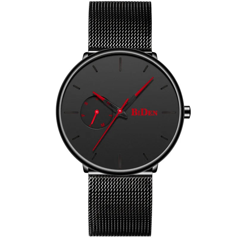 New Men Watch Fashion Mens Stainless Steel Mesh Waterproof Sport Quartz Wristwatch Luxury Blue Male Watches for Men Female Reloj