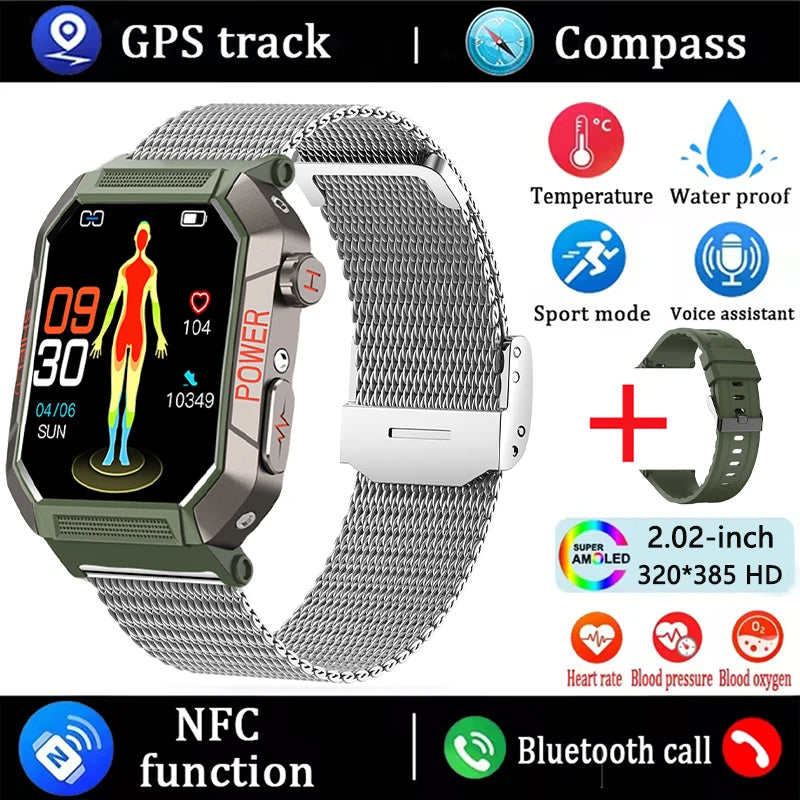 2026 New 2.02" Smart Watch Professional ECG & PPG Health Monitor Bluetooth Call GPS Track Recorder IP68 Waterproof for Men Women