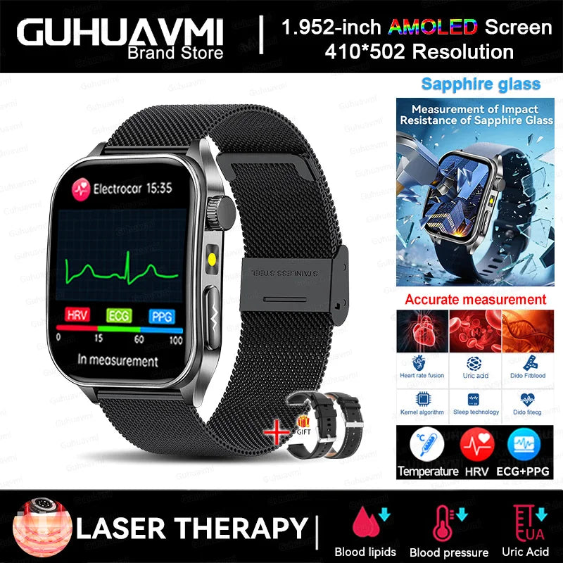 2026 New Non-Invasive Laser Treatment Three High Smart Watch  ECG+PPG Blood Fat Uric Acid Health Diagnosis Smart Watches For Man