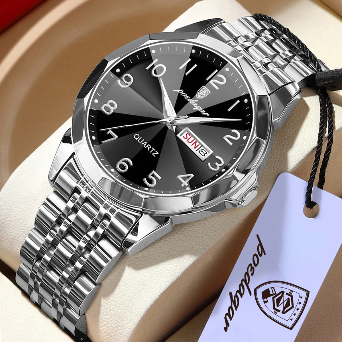 POEDAGAR Brand Watches For Couple Waterproof Date Week Couple's Watches Quartz Stainless Steel Fashion Lovers Watch Set+Box Gift