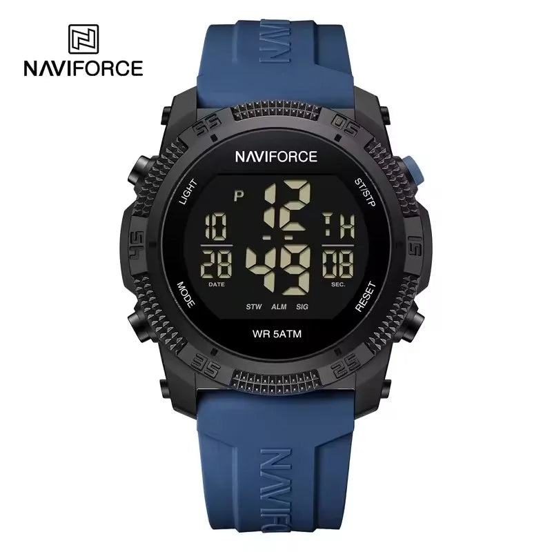 NAVIFORCE 7104 Fashion Men Electronic Watch Sports Calendar Luminous Waterproof Silicone Strap Brand Digital Watches for Man