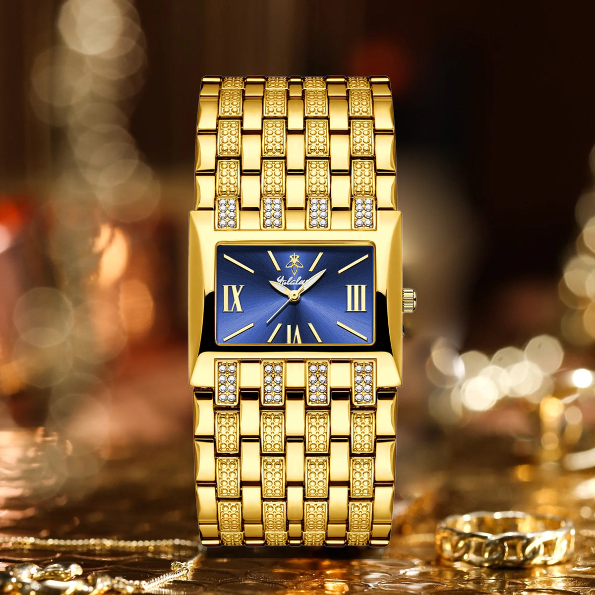YaLaLuSi Fashion Women's Gold-Plated Quartz Watch Luxury New-Style Women's Gold Wristwatch Women's Gift Watch Box