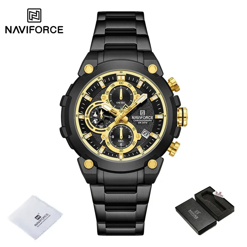 NAVIFORCF Men's Military Watch Luxury Waterproof Quartz Chronograph Wristwatch Fashionable Masculino Hot Fashion  Clock Watch