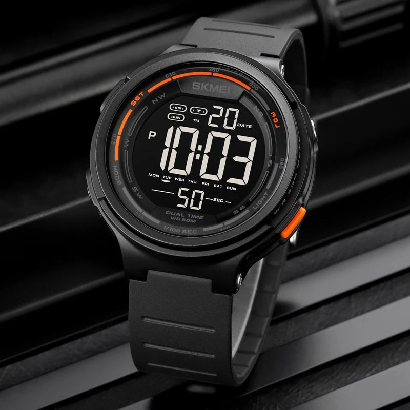 SKMEI Fashion Mens Sport Watches Digital LED Light Countdown For Men Women 5Bar Waterproof Wristwatches Alarm Clock
