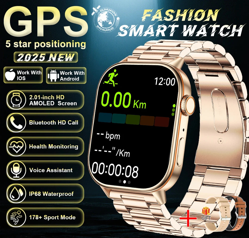 2026New Dual-band GNSS GPS Sports Smart Watches IP68K Swim Compass Heart rate tracker Military Bluetooth Call Bracelet Men Women