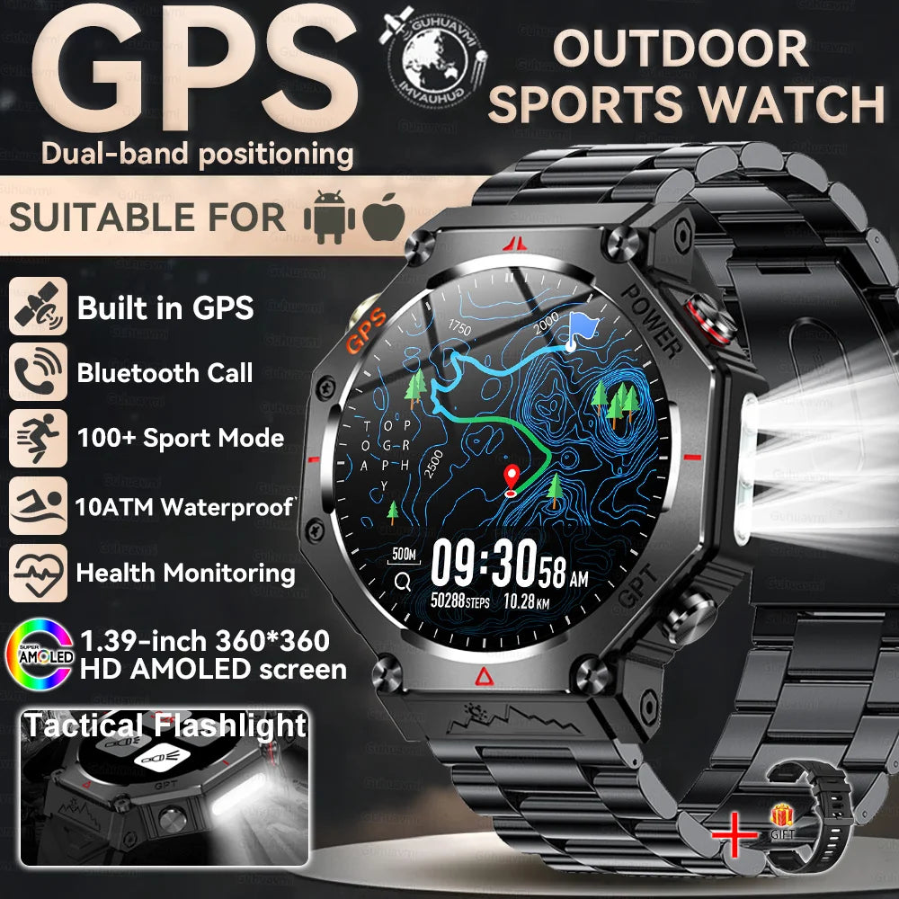 2025 New T-Rex 3 Ultra GPS Smart Watch Men 10ATM IP68 Waterproof Built-in Dual-band GNSS Compass Military Sport Smart Watch