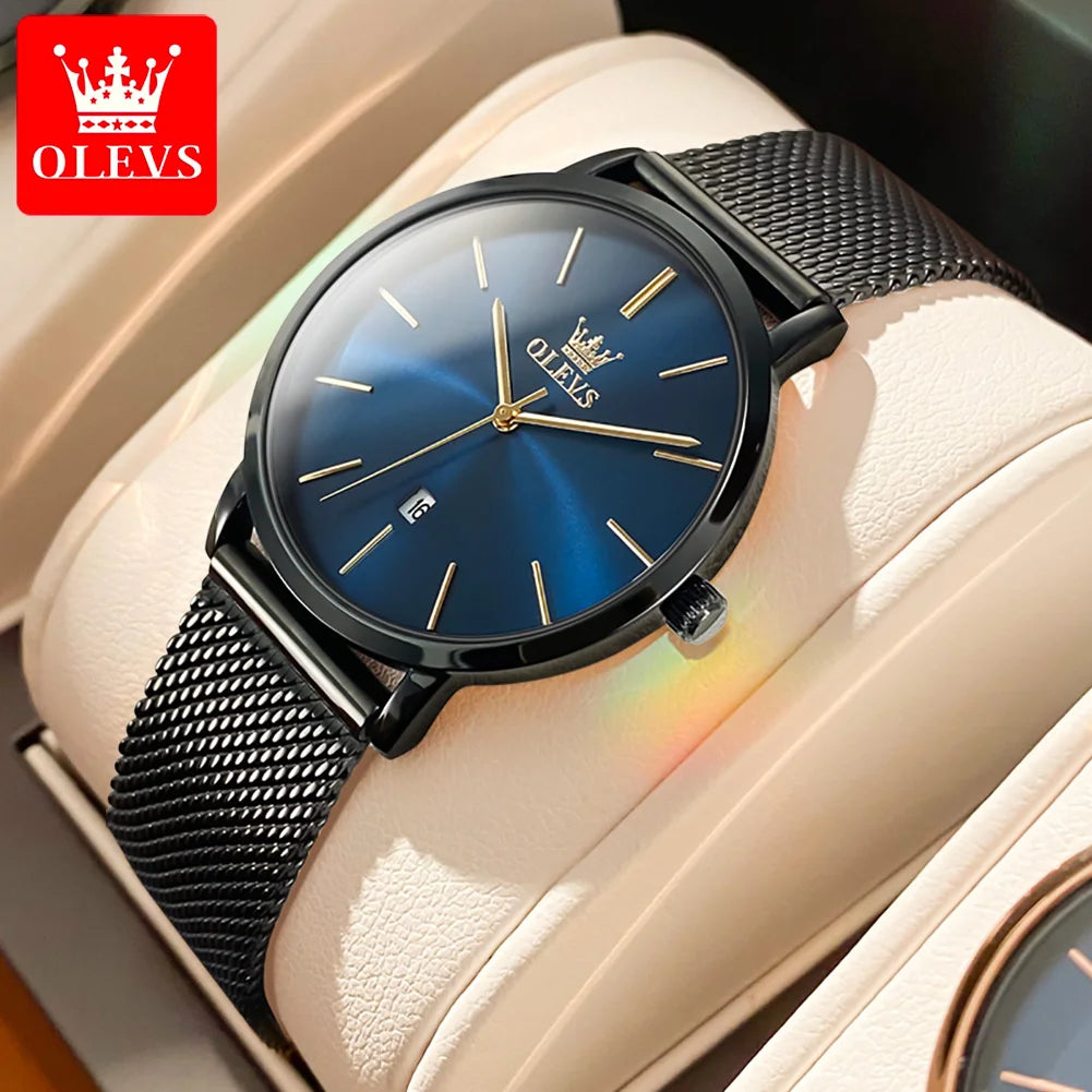 OLEVS Watch For Women Japan Quartz Movement 6.5mm Case Thickness Waterproof Ladies Hand Clock Calendar Fashion Dress Wrist Watch