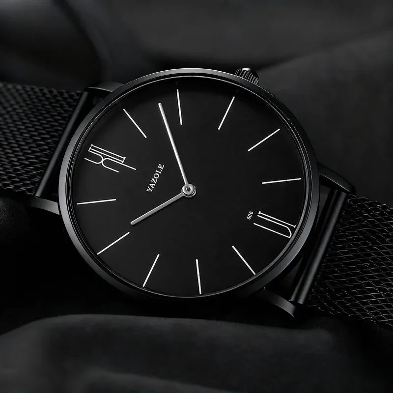 Minimalist Men's Watches Simple Fashion Ultra Thin Quartz Watch Man Leisure Metal Mesh Belt Business Male Clock reloj de hombre