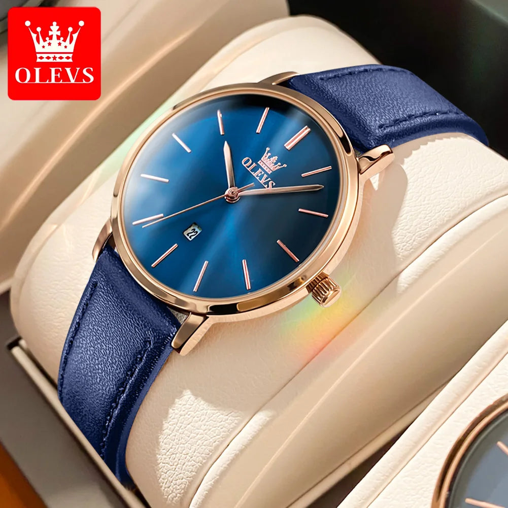 OLEVS Watch For Women Japan Quartz Movement 6.5mm Case Thickness Waterproof Ladies Hand Clock Calendar Fashion Dress Wrist Watch