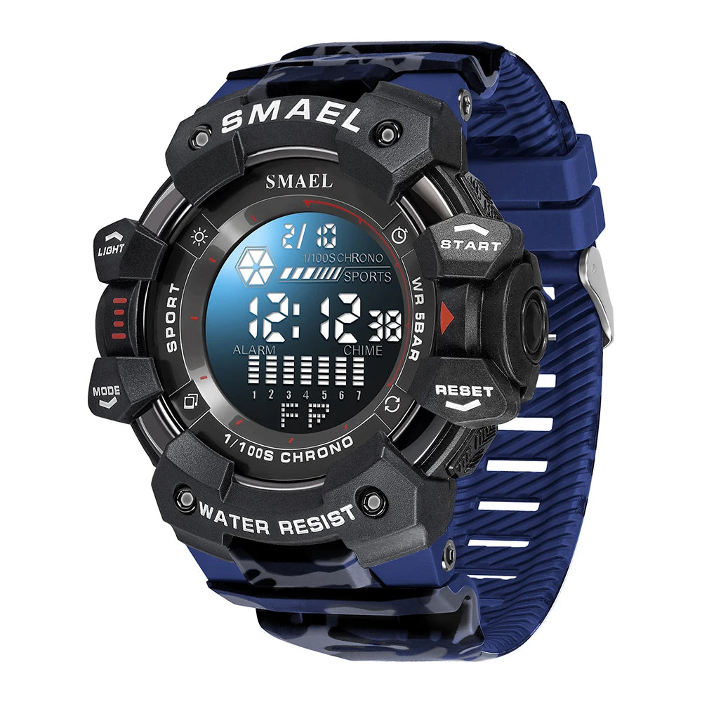 SMAEL Military Digital Watch LED Sports Wristwatches 50m Waterproof LED Stopwatch 8050 Army Watches Digital Big Dail Clock Alarm