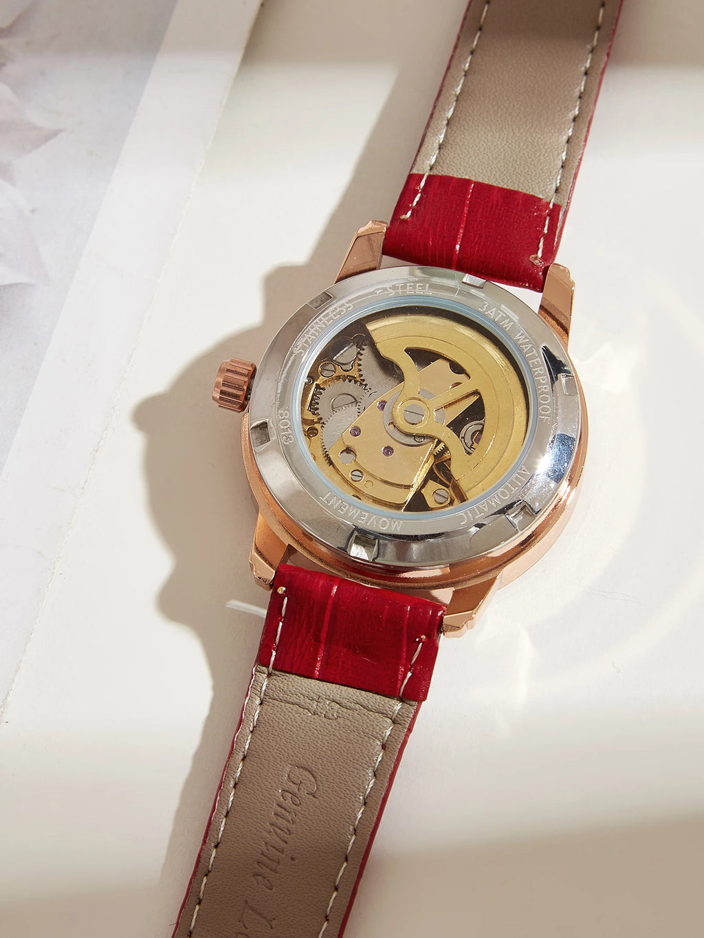 Women automatic watch elegant diamond skeleton fashion cute mechanical watches leather dainty waterproof luxury gifts