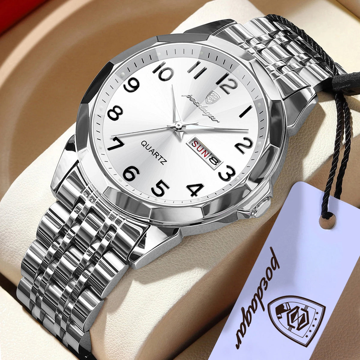 POEDAGAR Brand Watches For Couple Waterproof Date Week Couple's Watches Quartz Stainless Steel Fashion Lovers Watch Set+Box Gift