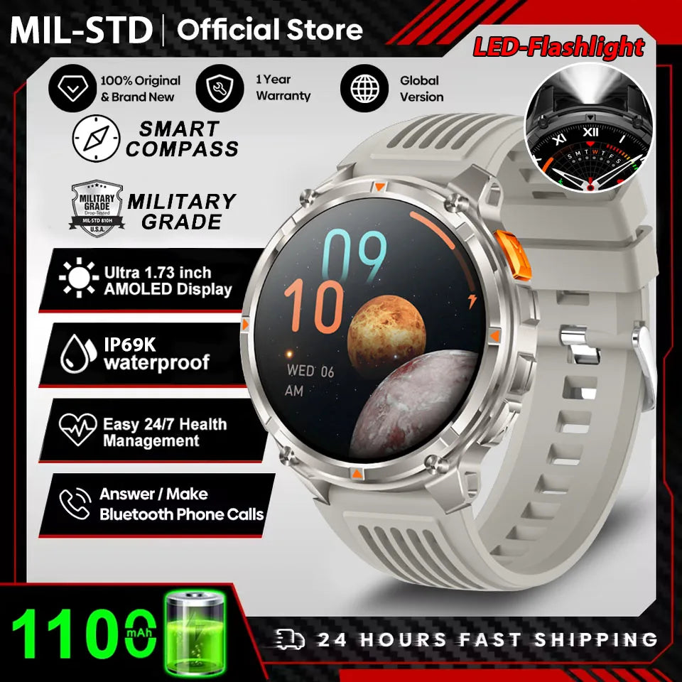 2026 New T-Rex3 Pro GPS Tracker 1100mAh Smartwatch Men 120-Day Standby Clock Rugged Outdoor Sport 10ATM Waterproof Call Watches