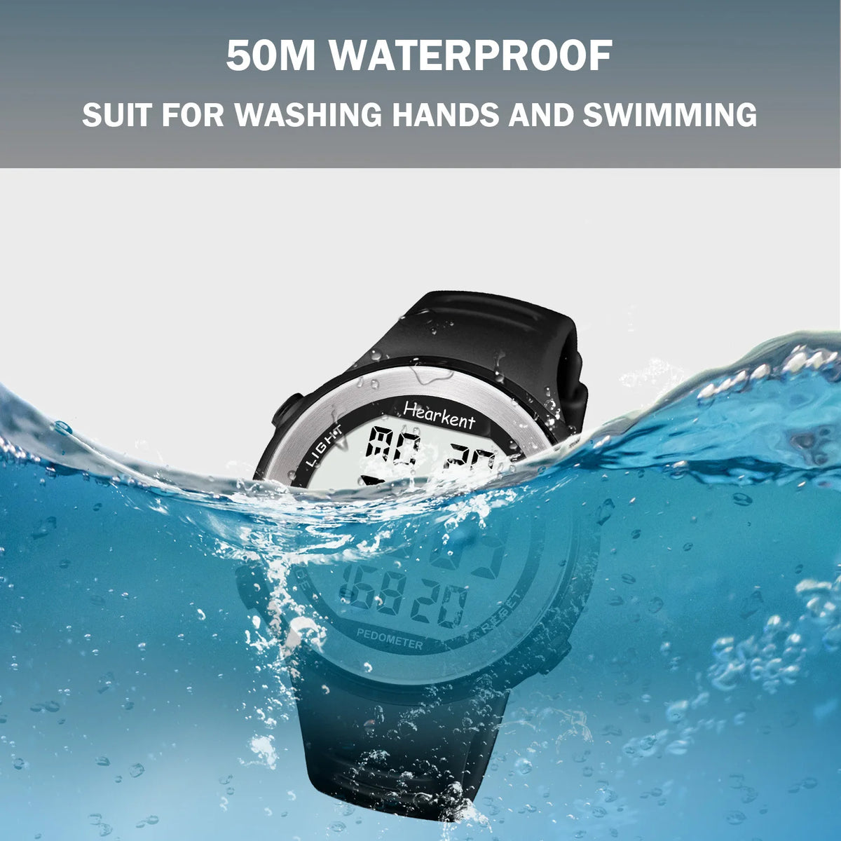 Hearkent Pedometer Watch Men Waterproof Step Counter Calorie Tracker Women Back Light Display Countdown Digital Sport Watches