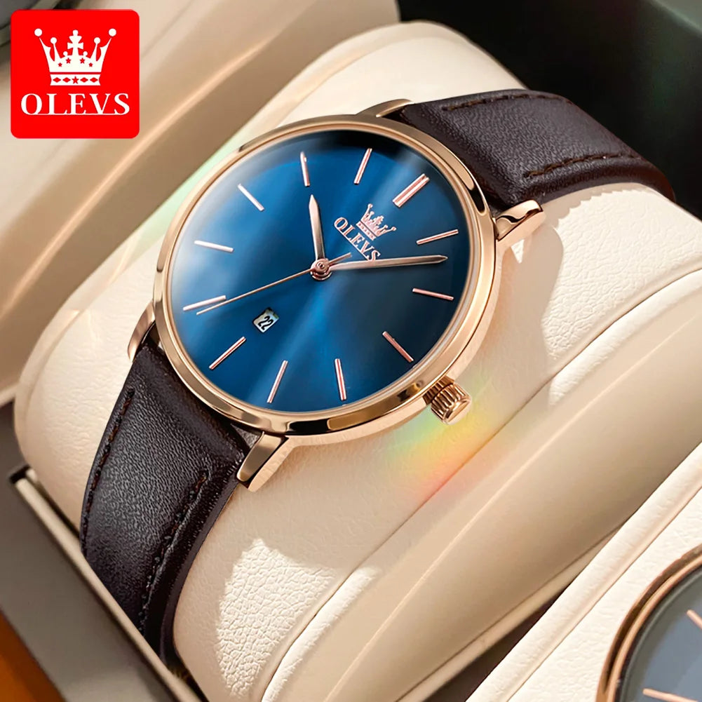 OLEVS Watch For Women Japan Quartz Movement 6.5mm Case Thickness Waterproof Ladies Hand Clock Calendar Fashion Dress Wrist Watch