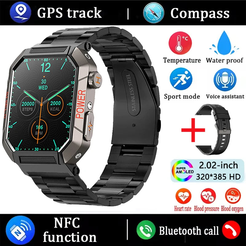 2026 New 2.02" Smart Watch Professional ECG & PPG Health Monitor Bluetooth Call GPS Track Recorder IP68 Waterproof for Men Women