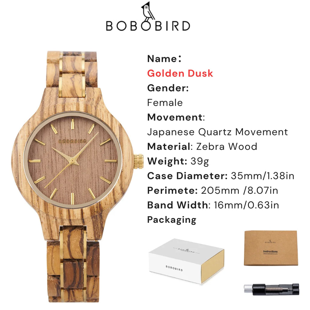 BOBO BIRD New Design Watch Women Reloj Mujer Quartz Wristwatch Female Japan Movement Wooden Gift Box zegarek damski Dropshipping