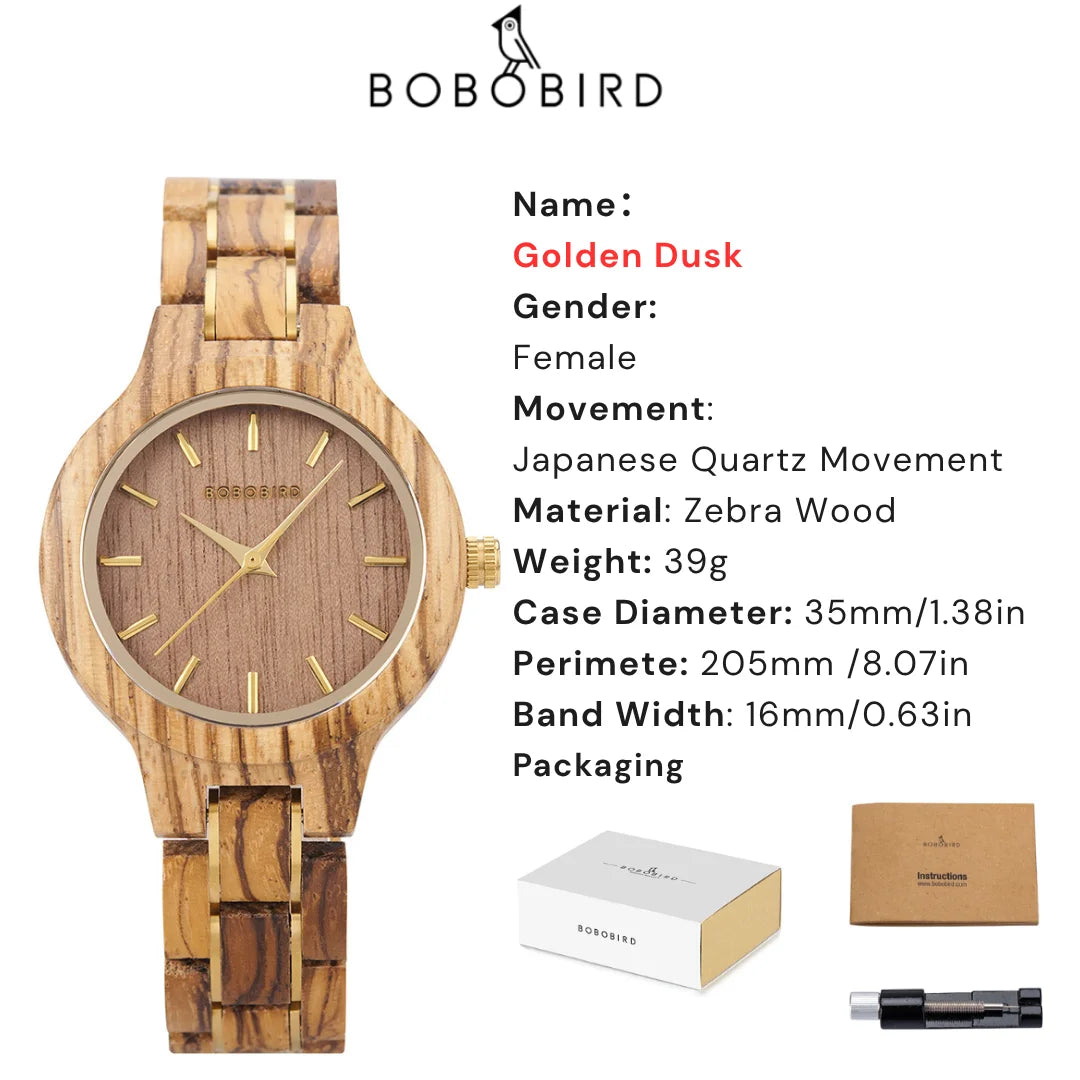 BOBO BIRD New Design Watch Women Reloj Mujer Quartz Wristwatch Female Japan Movement Wooden Gift Box zegarek damski Dropshipping