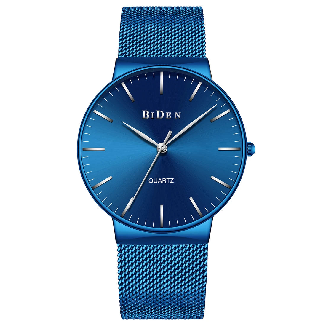 New Men Watch Fashion Mens Stainless Steel Mesh Waterproof Sport Quartz Wristwatch Luxury Blue Male Watches for Men Female Reloj