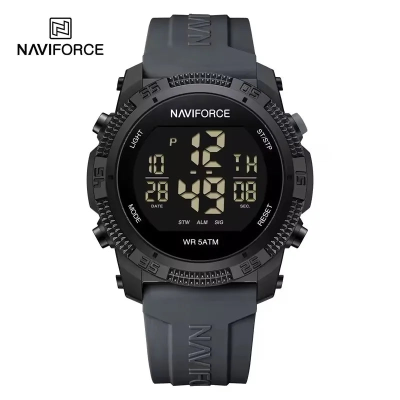NAVIFORCE 7104 Fashion Men Electronic Watch Sports Calendar Luminous Waterproof Silicone Strap Brand Digital Watches for Man