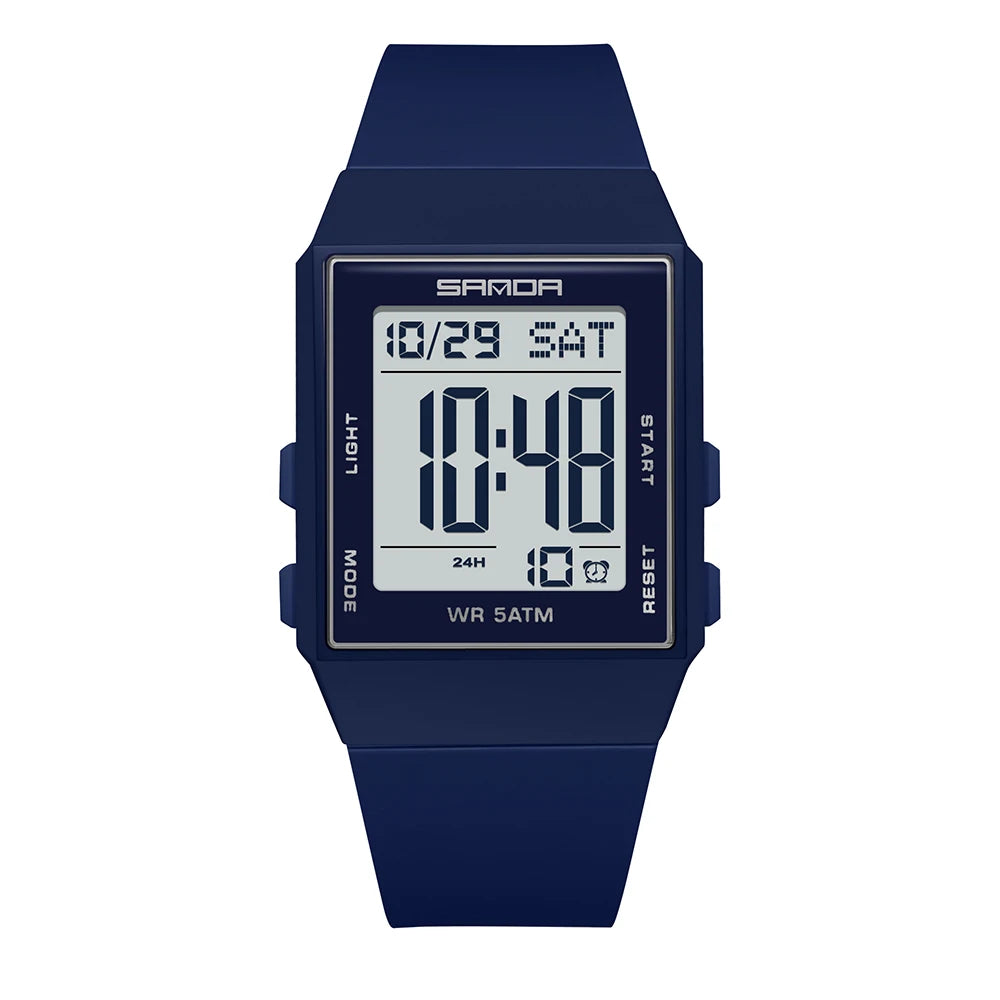 SANDA Women's Casual Digital Watches LED Lighting Stopwatch Alarm Clock Time Display 3ATM Waterproof Lady Elegant Watches