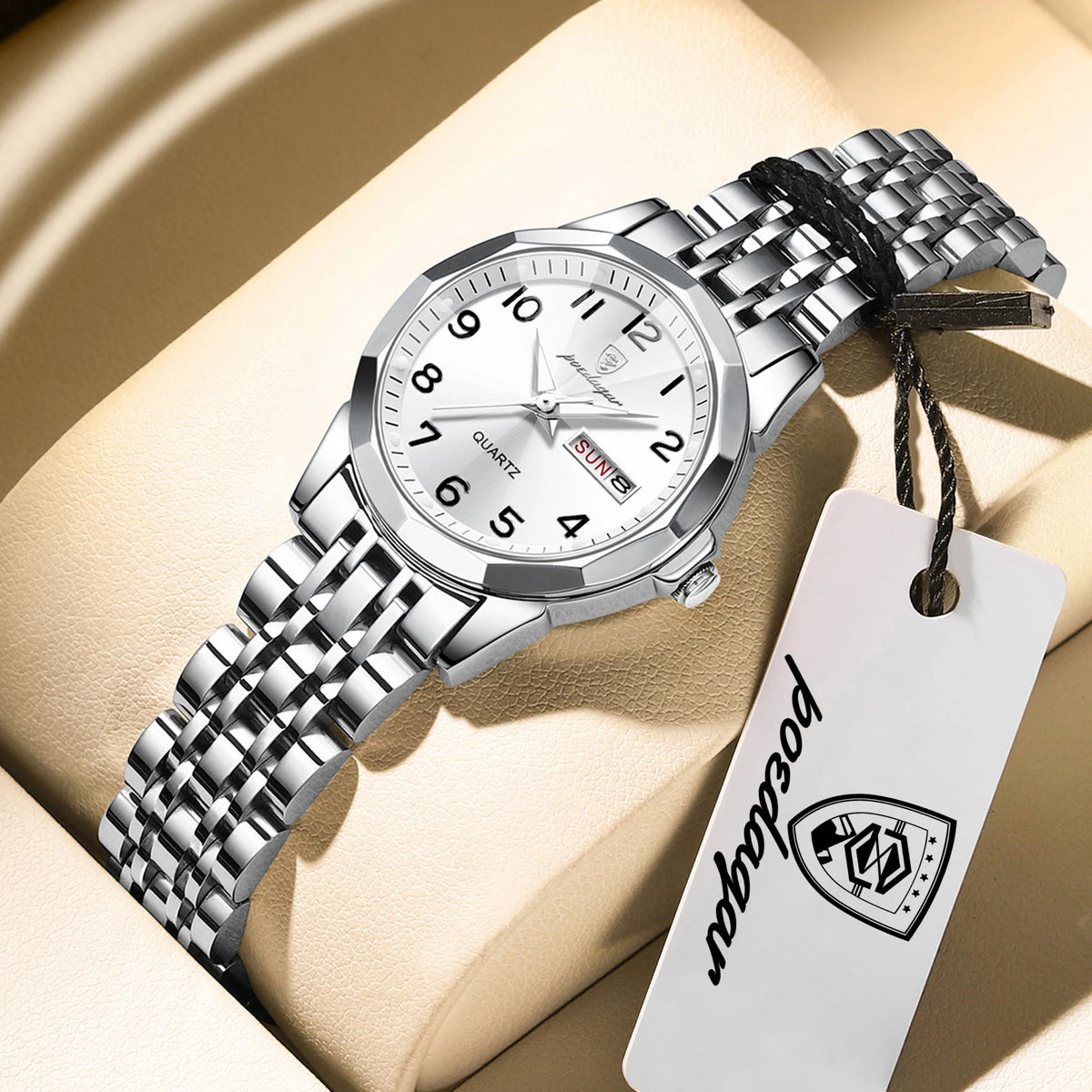 POEDAGAR Brand Watches For Couple Waterproof Date Week Couple's Watches Quartz Stainless Steel Fashion Lovers Watch Set+Box Gift