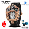 PINDU Design NEW Engine Series Quartz Watch Men TOP-luxurious Stainless Steel Compass Waterproof Swiss Quartz 762 Movement Watch