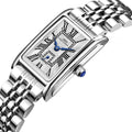 Luxury Brand Women Watch Rectangular Small Silver Steel Elegant Quartz Handwatch Female Waterproof Vintage Lady Wristwatch Black