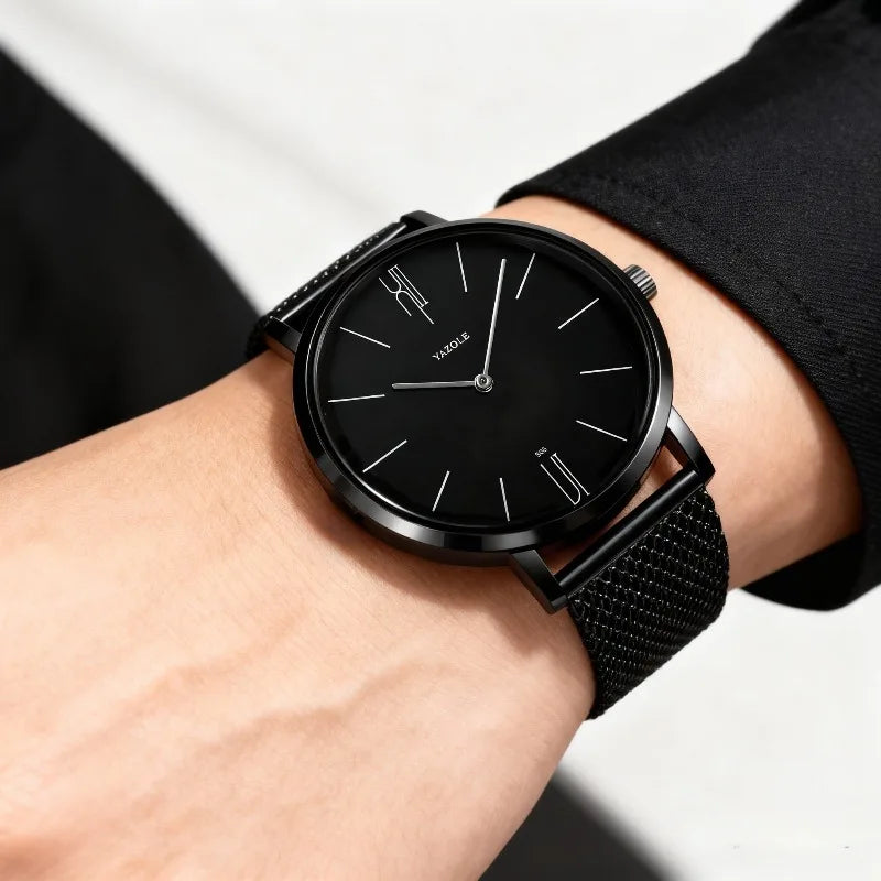 Minimalist Men's Watches Simple Fashion Ultra Thin Quartz Watch Man Leisure Metal Mesh Belt Business Male Clock reloj de hombre