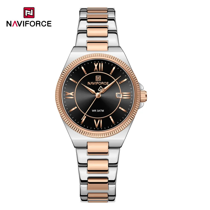 High Quality NAVIFORCE 2026 Woman Quartz Watch Retro Watches 3ATM Waterproof Stainless Steel Watchband  Ladies' Watches NF5073