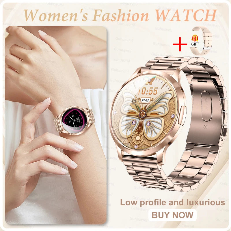 New Women Smart Watch 1.32"AMOLED Full Touch Screen Bluetooth Call Blood Pressure IP68 Waterproof NFC 7.3mm Ultra-thin bracelet