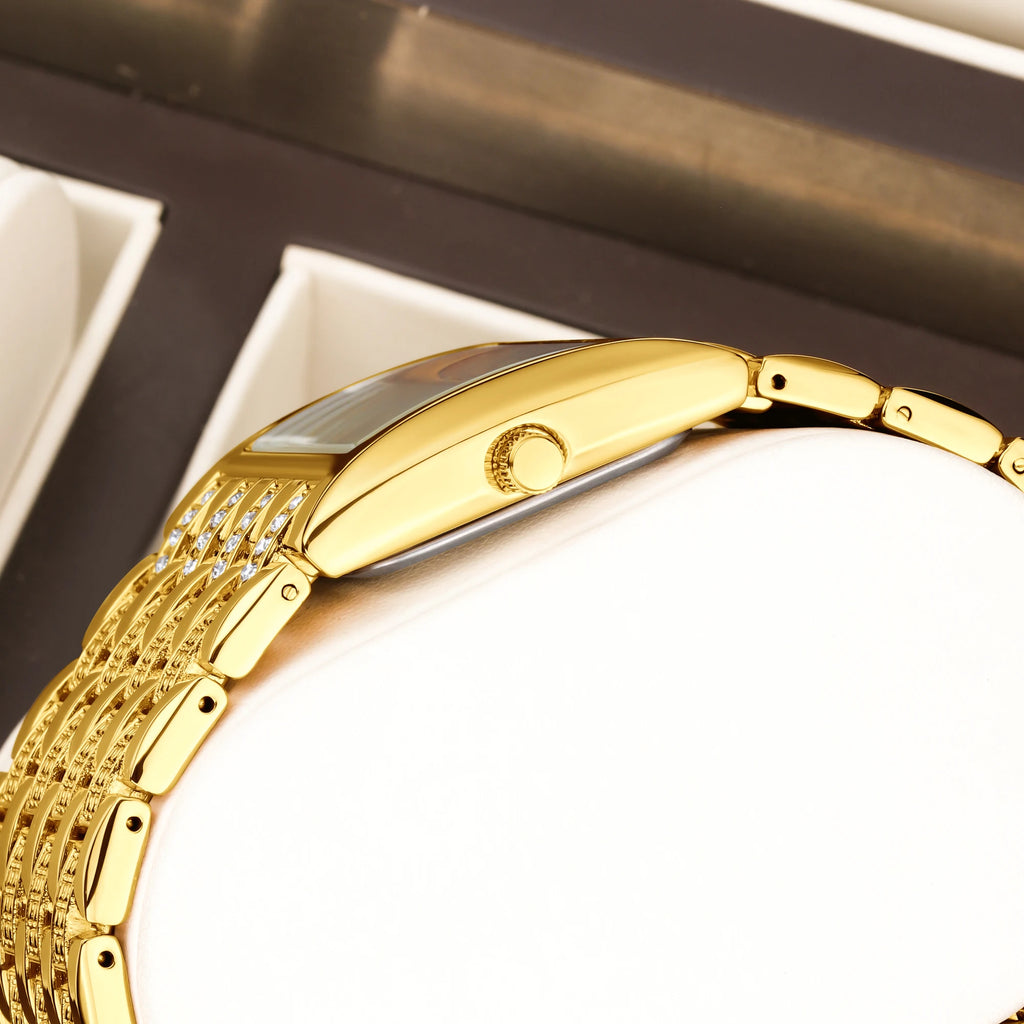 YaLaLuSi Fashion Women's Gold-Plated Quartz Watch Luxury New-Style Women's Gold Wristwatch Women's Gift Watch Box