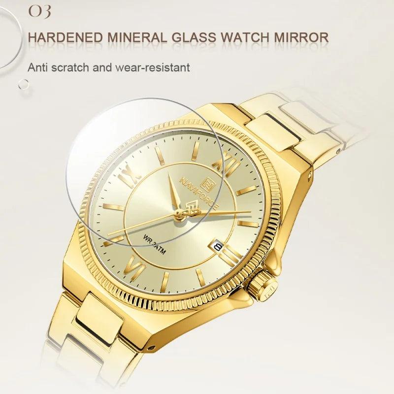 High Quality NAVIFORCE 2026 Woman Quartz Watch Retro Watches 3ATM Waterproof Stainless Steel Watchband  Ladies' Watches NF5073