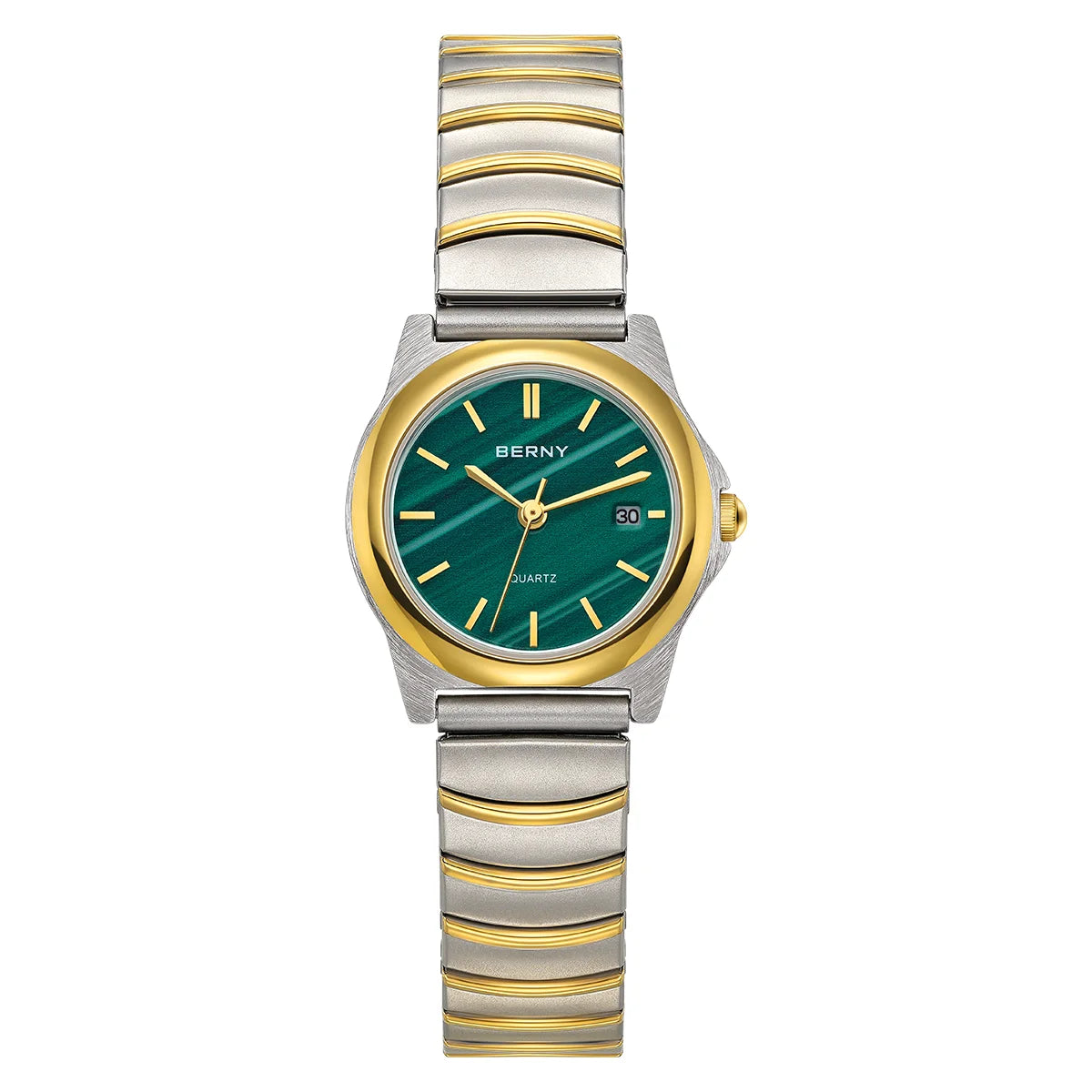 BERNY Gold Quartz Women Watch Fashion Easy Ware Women's Watches 3ATM Waterproof Stainless Steel Gold Expansion Band Ladies Watch