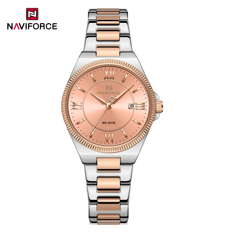 High Quality NAVIFORCE 2026 Woman Quartz Watch Retro Watches 3ATM Waterproof Stainless Steel Watchband  Ladies' Watches NF5073
