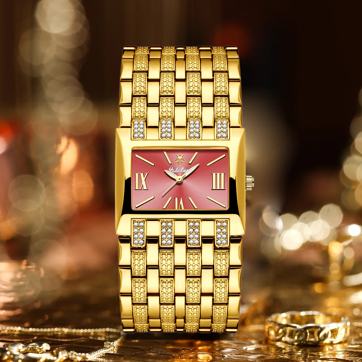 YaLaLuSi Fashion Women's Gold-Plated Quartz Watch Luxury New-Style Women's Gold Wristwatch Women's Gift Watch Box