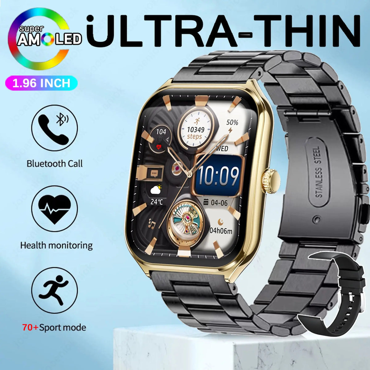 2026 New Ultra-thin Durable Women Smart Watch 1.96" Amoled Screen Sport Health Fitness Wireless Bluetooth Call Smartwatch