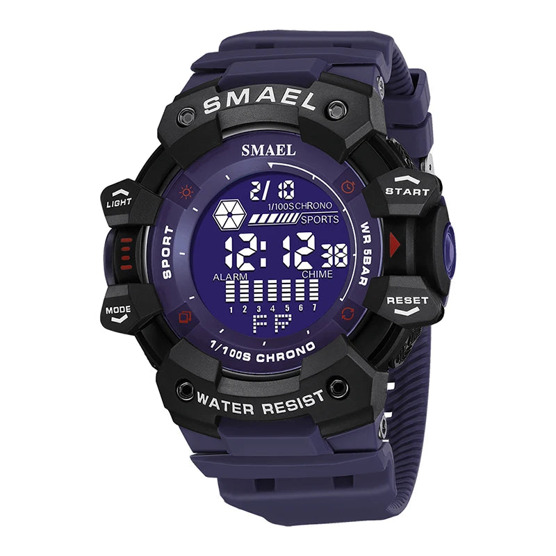 SMAEL Military Digital Watch LED Sports Wristwatches 50m Waterproof LED Stopwatch 8050 Army Watches Digital Big Dail Clock Alarm