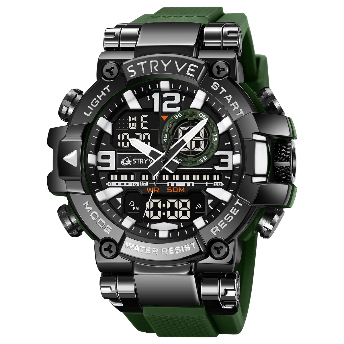 Men's STRYVE 8025 High Quality Digital-Analog Dual Movement 5ATM Waterproof Watches Fashion Sports Men's Relogio Masculino