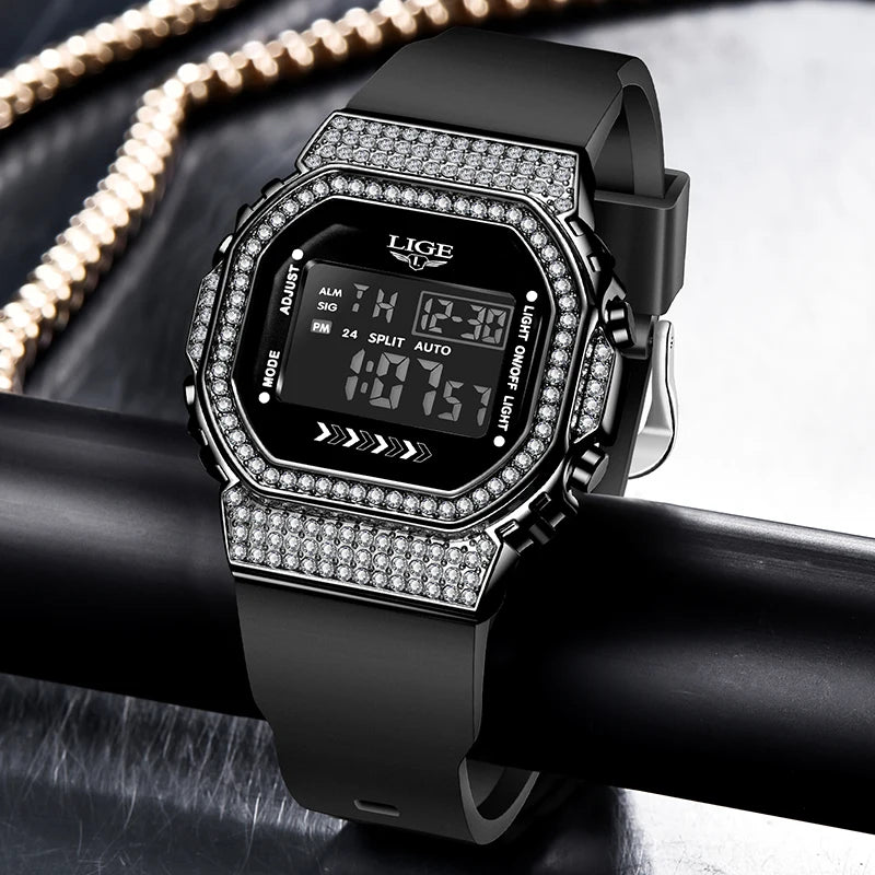 LIGE Outdoor Digital Man Watch Silicone Simple Casual Sport Waterproof Luminous Alarm Auto Date Electronic Watches for Men Gifts