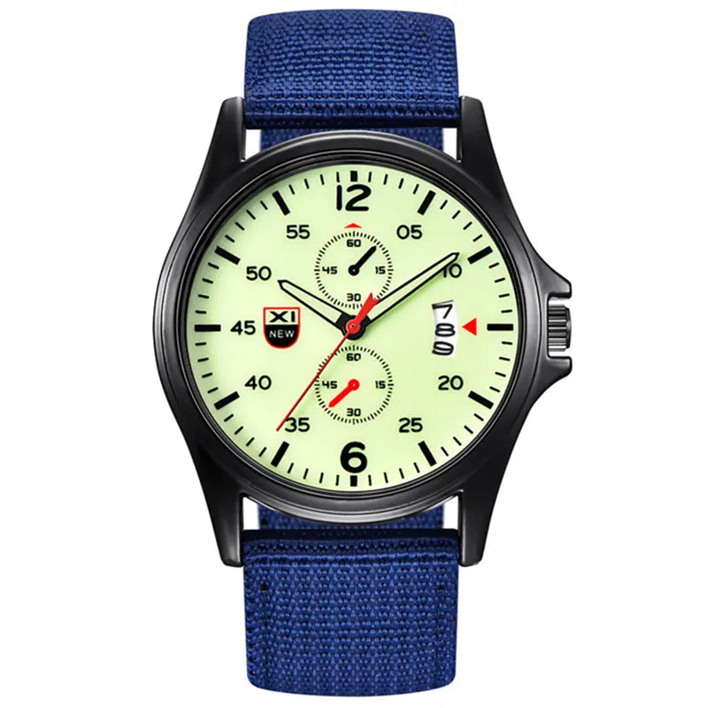 Genuine XINEW Brand Men Watches Students Fashion Casual Nylon Band Sports Date Quartz Wrist Watch Black Relogios Masculinos 2025